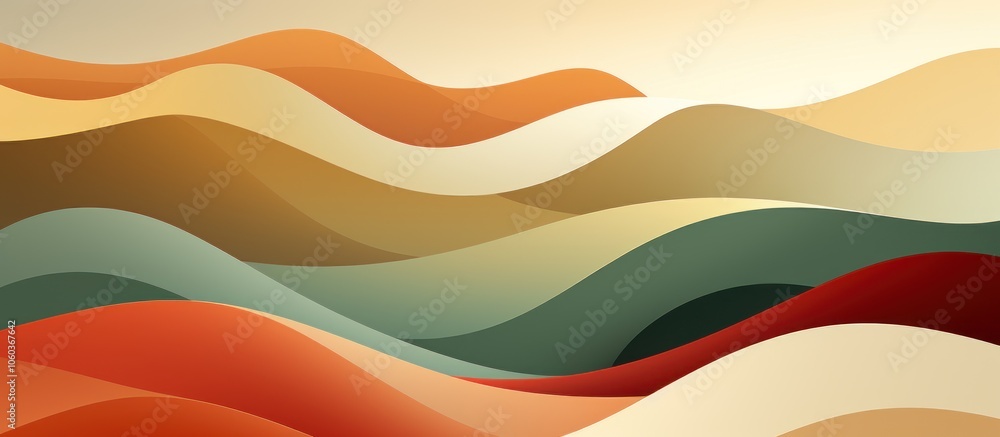 Abstract wavy landscape in warm tones, evoking a sense of calm and creativity. Abstract wavy landscape in warm tones, evoking a sense of calm and creativity.