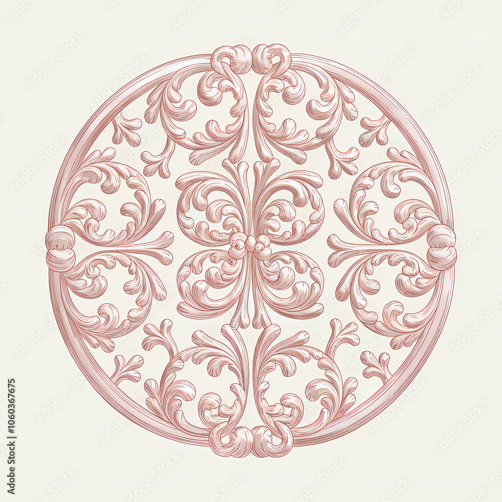 acanthus pattern, surface design pattern, soft pastel watercolor illustration acanthus pattern, surface design pattern, soft pastel watercolor illustration