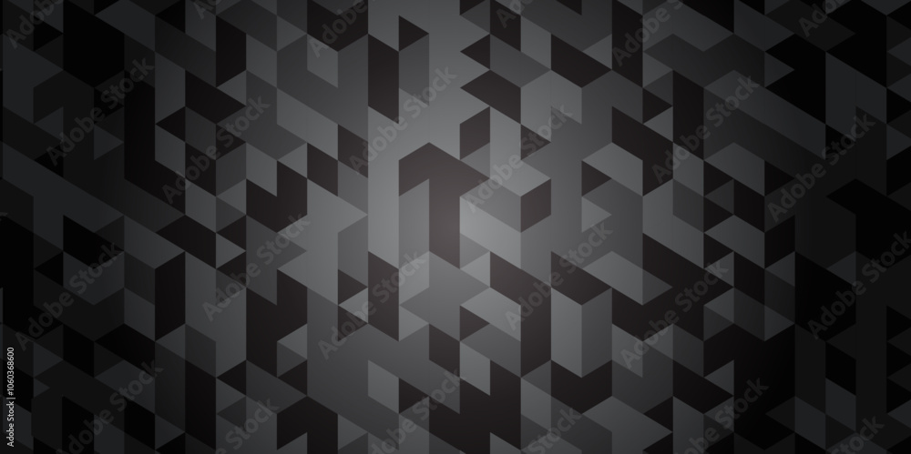 Abstract geometric black and gray background seamless mosaic diamond low polygon triangle texture wallpaper. Triangle shape retro wall grid pattern geometric ornament tile vector square element. Abstract geometric black and gray background seamless mosaic diamond low polygon triangle texture wallpaper. Triangle shape retro wall grid pattern geometric ornament tile vector square element.