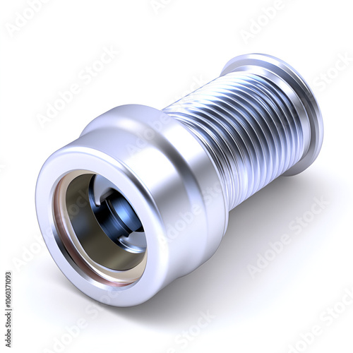 Metallic threaded connector displaying precision engineering design ideal for various mechanical applications in an industrial setting