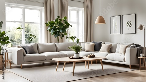 Beautifully Designed Living Room Combining Warm Tones, Wooden Furniture, and Indoor Plants for a Serene Retreat (13)