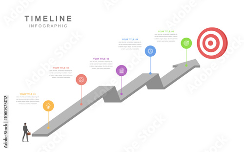 Business road map timeline infographic concept. with icons and 5 options, workflow layout, diagram, report, web design. Creative, vector, illustration.