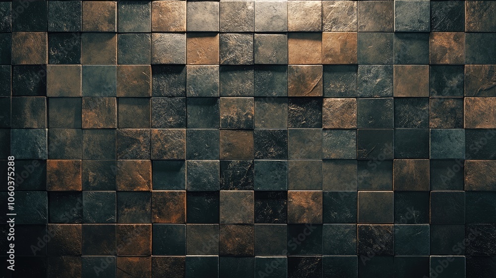 A textured tile wall with a mix of glossy and matte tiles, showcasing subtle patterns and earthy tones. A textured tile wall with a mix of glossy and matte tiles, showcasing subtle patterns and earthy tones.