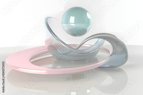 Vaginal balls for pleasure and benefit of vaginal muscles, Kegel exercise Abstract minimalism background. 3d illustration, 3d rendering. photo