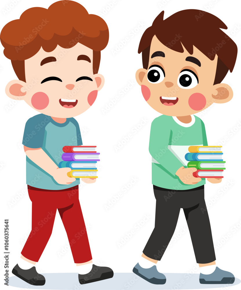 Kid Helping a Friend Carry Books Kid Helping a Friend Carry Books