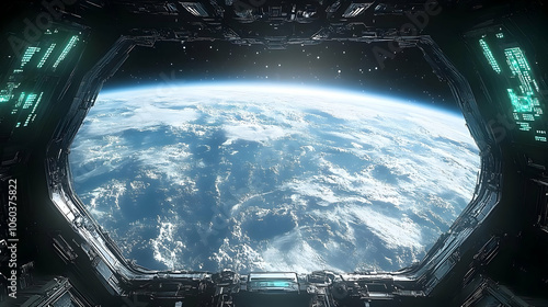 Spaceship Window View of Ea...