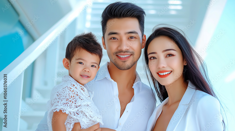 Obraz premium happy family poses together, enjoying their new home with smiles and joy