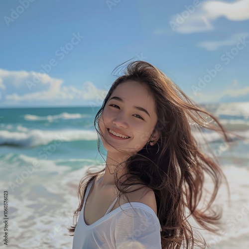 Smiling Woman at the Beach