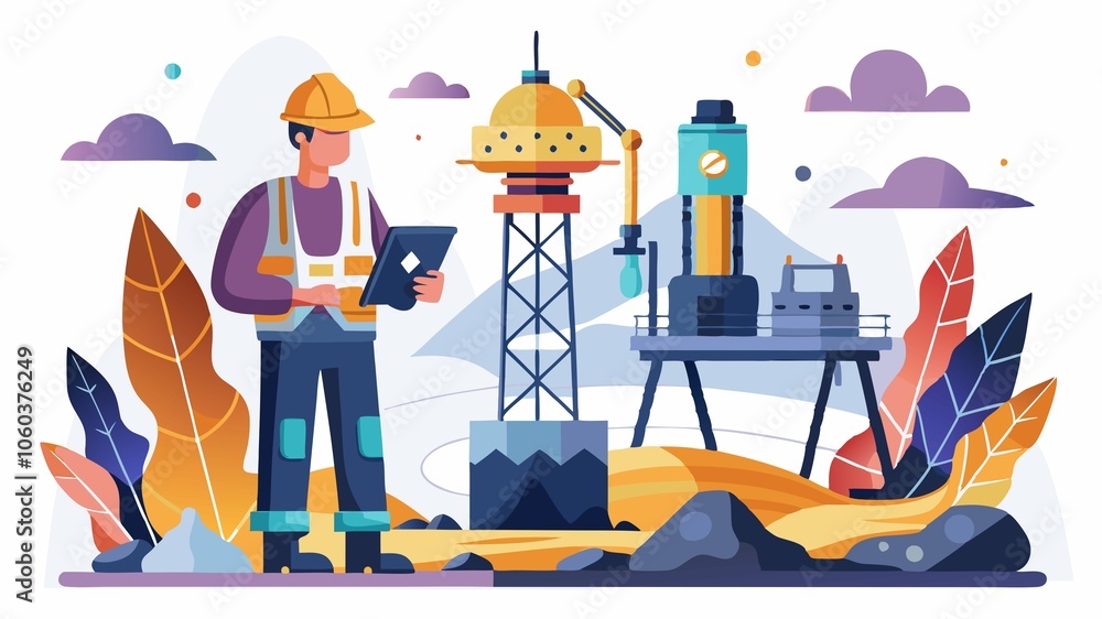 Fototapeta premium Operates specialized drilling equipment to gather geological data for analysis.