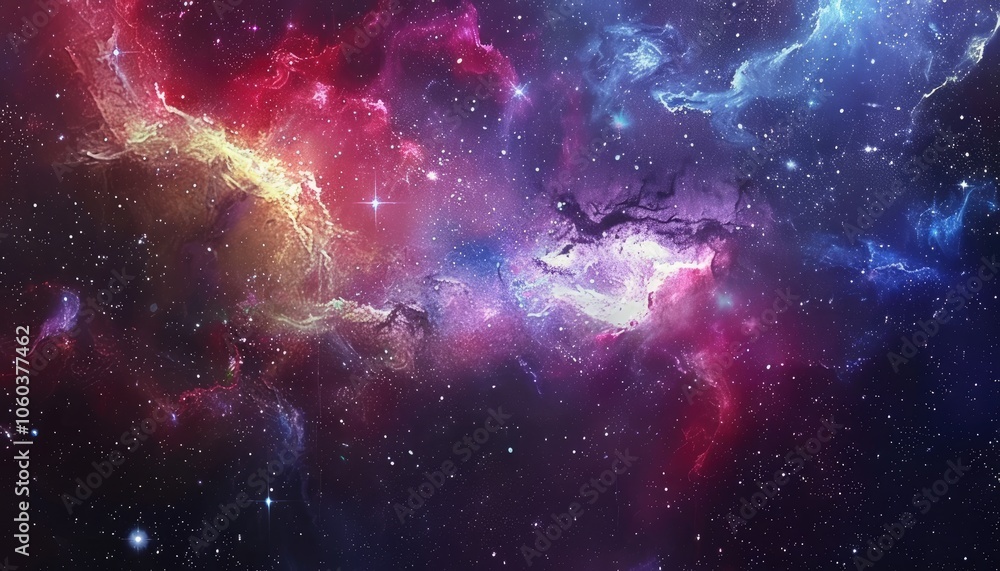 Obraz premium A vibrant nebula with swirling colors and scattered stars