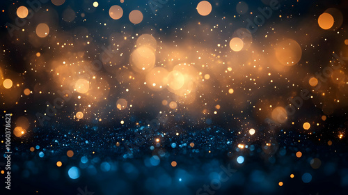 Abstract Background - Gold and Blue Glitter Bokeh Lights