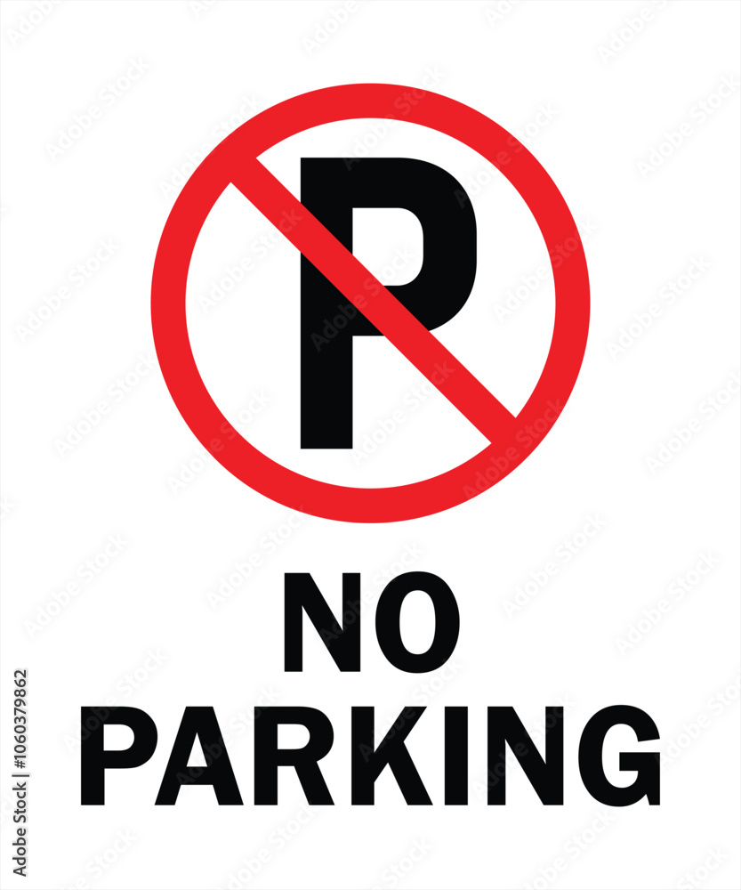 No parking vector sign on white background No parking vector sign on white background