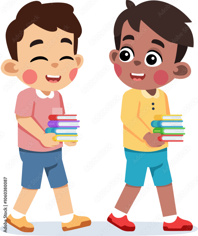 Kid Helping a Friend Carry Books Kid Helping a Friend Carry Books