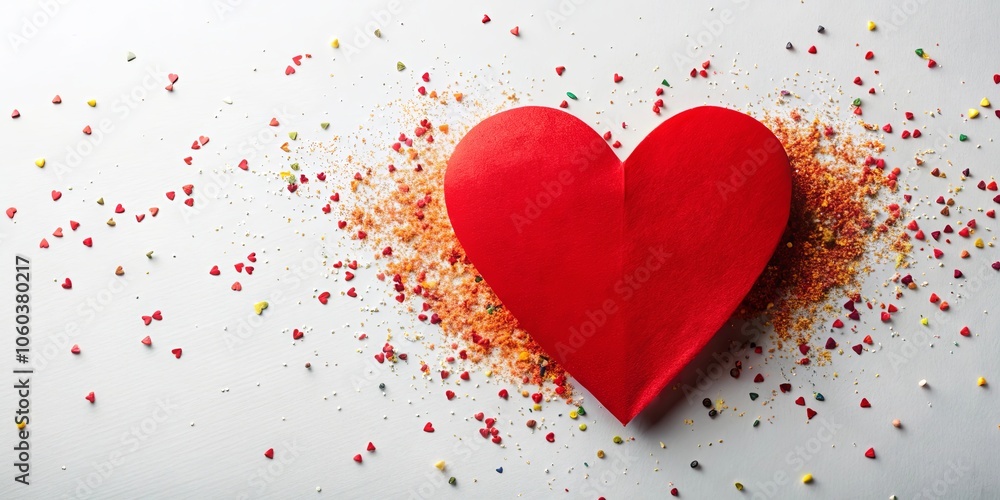 A crimson heart, nestled amidst a scattering of vibrant sprinkles, creates a vibrant and festive backdrop for a loving message. A crimson heart, nestled amidst a scattering of vibrant sprinkles, creates a vibrant and festive backdrop for a loving message.