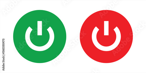 Power button icon vector Red and Green color logo concept of power button sign on white background,
