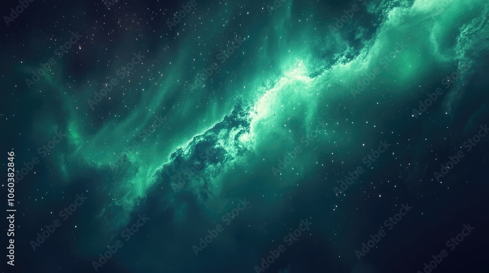 Fototapeta premium Glowing aurora borealis across the night sky.