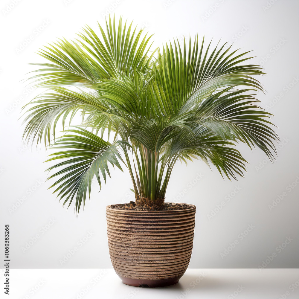 Fototapeta premium Palm in a pot isolated white background
