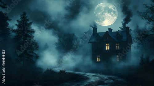 Mysterious Foggy Night Scen...