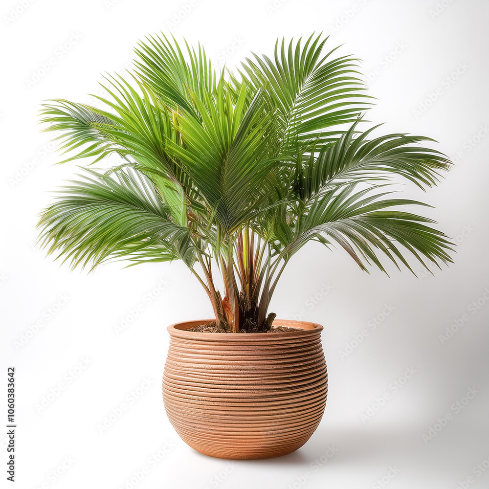 Palm in a pot isolated white background Palm in a pot isolated white background
