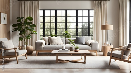 Bright and Airy Living Room with Stylish Neutral Palette, Plush Seating, and Abundant Greenery for a Fresh Look (29)