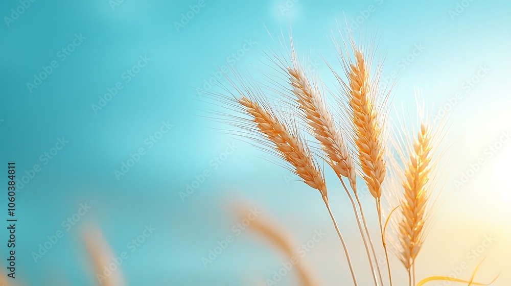 Wheat stalks gracefully dance under the soft sunlight in a bright blue sky capturing the essence of nature's beauty Wheat stalks gracefully dance under the soft sunlight in a bright blue sky capturing the essence of nature's beauty