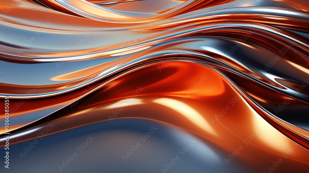 Abstract waves of metallic colors creating a dynamic, fluid composition. Abstract waves of metallic colors creating a dynamic, fluid composition.