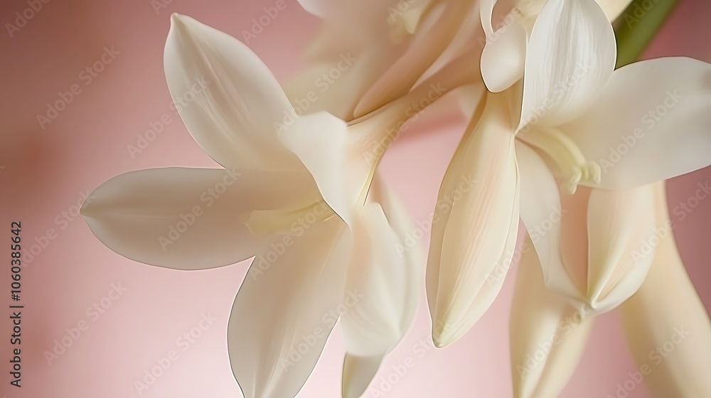 Fototapeta premium White Flower with Pink Background Clean Blank Canvas with Empty Space for Designs