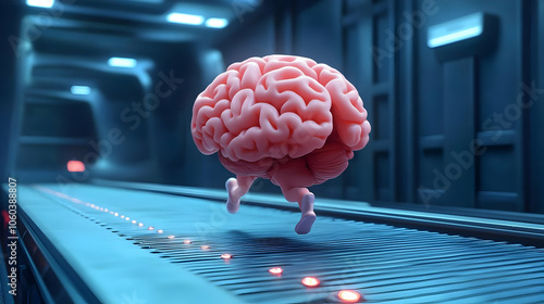 Running Brain 3D Illustration