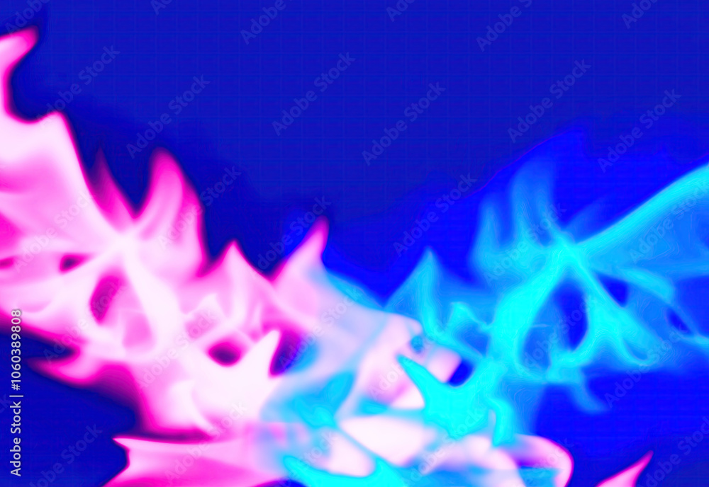 Obraz premium Neon fire on a blue background texture