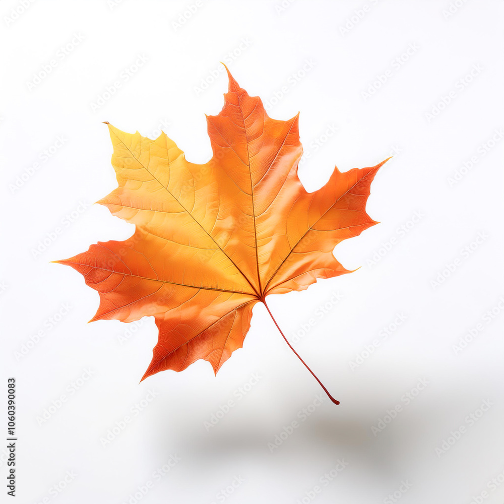 Fototapeta premium Maple Leaf, Famous for its bright colors in autumn floating or flying isolated white background