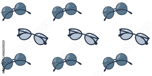 
Seamless pattern with stylish glasses in blue color