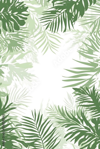 Tropical Leaves Frame Simple Neutral Background with Free Space for Design