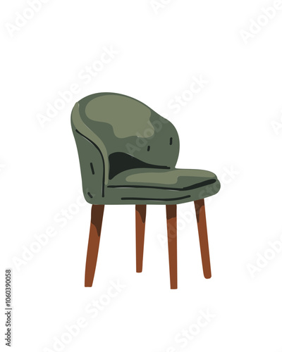Soft green chair with a modern design, perfect for adding a pop of color to a minimalist living space
