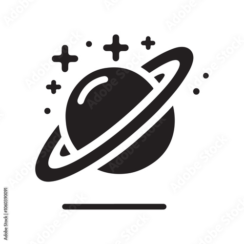 Saturn Thin Line Silhouette Vector Illustration – Perfect for Space-Themed Designs