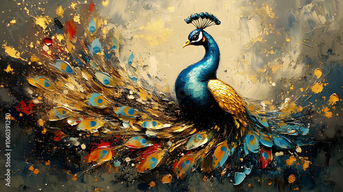 Golden Peacock Illustration