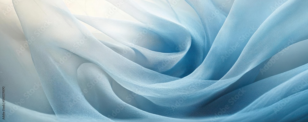 Fototapeta premium Whirlwind of smoke spirals upward with dust particles dancing in the light, abstract forms shifting with delicate transparency, soft blue and gray tones