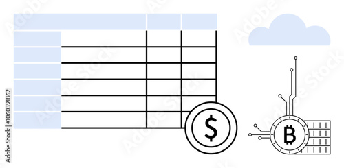 A visual representation comparing traditional fiat currency with cryptocurrency. Ideal for financial industries, blockchain technology, digital finance education, investment guides, tech-inspired