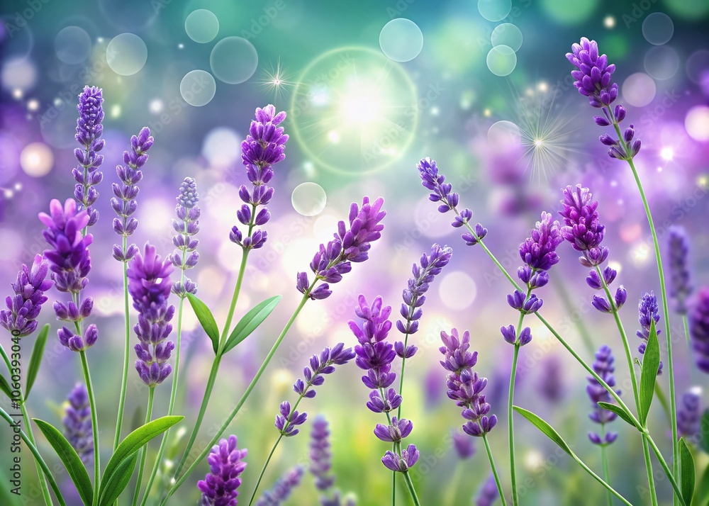 Naklejka premium Abstract Floral Lavender Seamless Pattern with Bokeh Effect - Perfect for Backgrounds, Textiles, and Home Decor