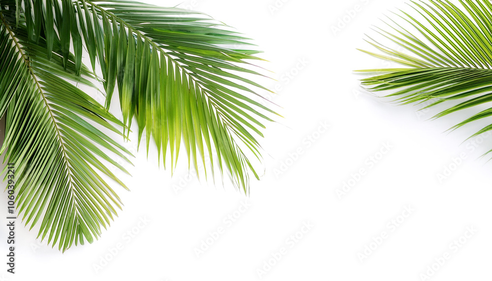 Fototapeta premium Palm Leaves, Gives a fresh tropical feel floating or flying isolated white background