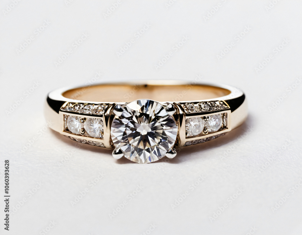 Wedding ring with a diamond on a white background. Wedding ring with a diamond on a white background.