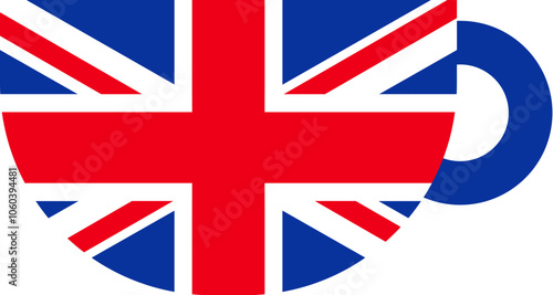 A vibrant vector illustration of a tea cup in a cartoon style. The United Kingdom clip art element. English language, the UK culture, history, events, and celebrations. Promotion of British destinatio