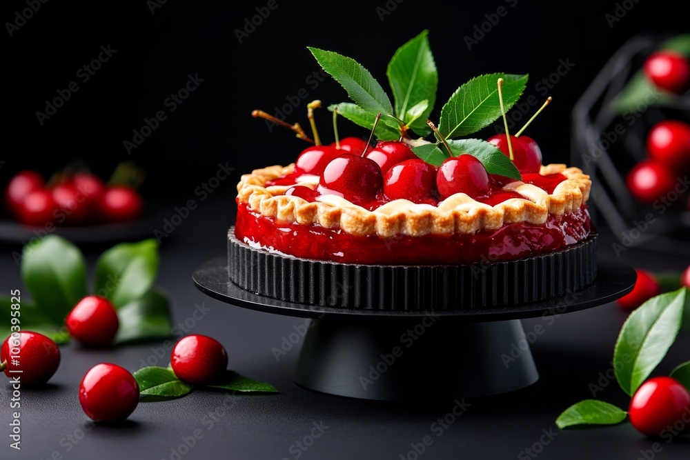 Cherry pie with lattice crust and bubbling fruit filling, capturing the rich, inviting look of traditional baked desserts, symbolizing nostalgia and warmth Cherry pie with lattice crust and bubbling fruit filling, capturing the rich, inviting look of traditional baked desserts, symbolizing nostalgia and warmth