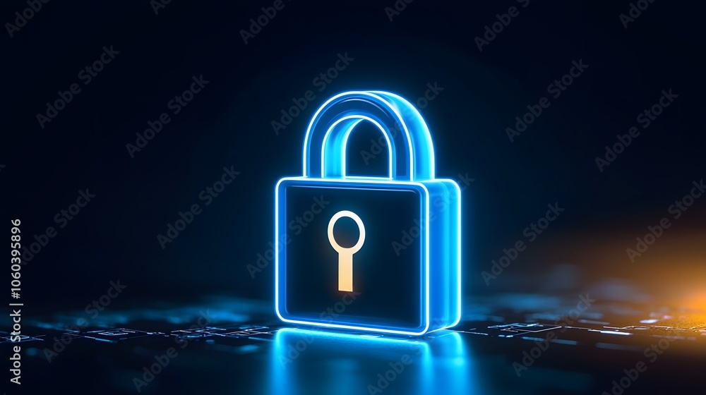 Glowing Lock Icon for Digital Security Protection
