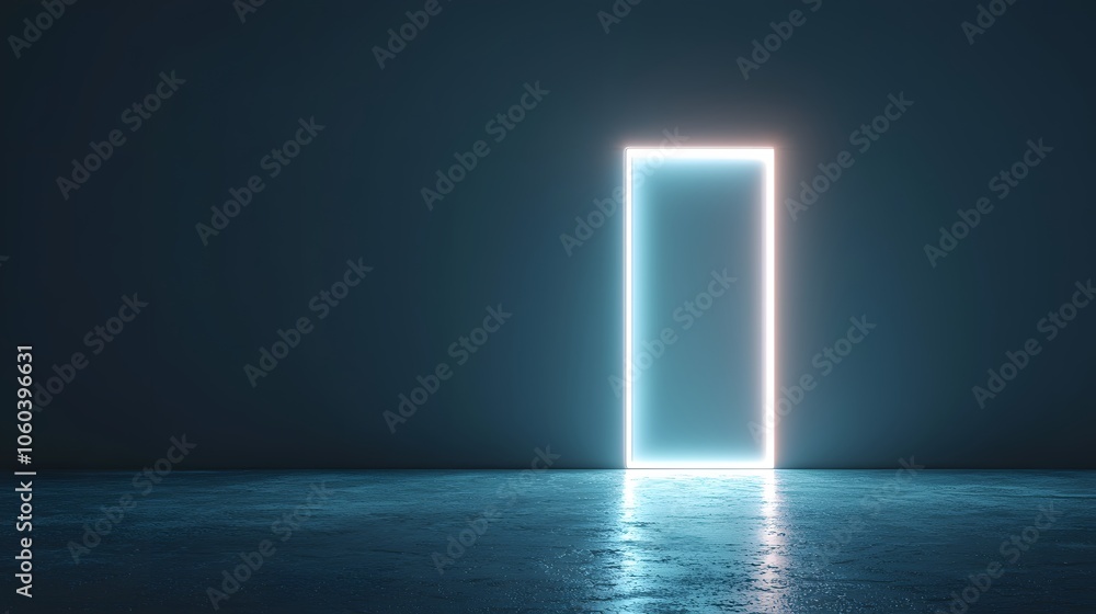 Glowing Doorway in a Softly Lit Space Glowing Doorway in a Softly Lit Space