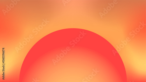 Red sunset background illustration with big sun