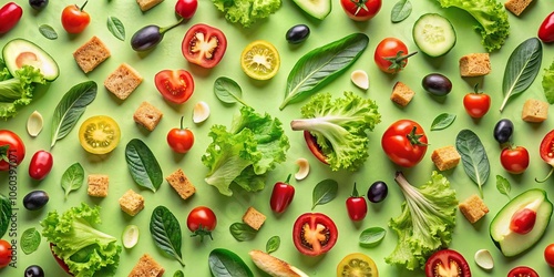 Wallpaper Mural A vibrant tableau of fresh produce arranged in a dynamic pattern, showcasing the colors and textures of nature's bounty. Torontodigital.ca