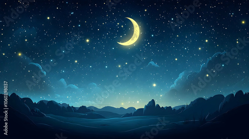 Night Sky Illustration with...