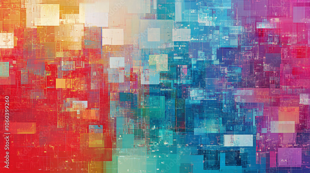 Digital Dialogue: Pixelated Abstract Art Representing Communication with a Gradient Overlay Digital Dialogue: Pixelated Abstract Art Representing Communication with a Gradient Overlay