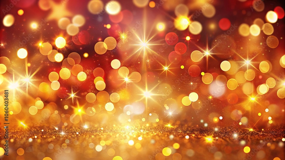 A shimmering backdrop of golden and red bokeh lights, scattered with sparkling stars, creating an ethereal and festive ambiance. A shimmering backdrop of golden and red bokeh lights, scattered with sparkling stars, creating an ethereal and festive ambiance.