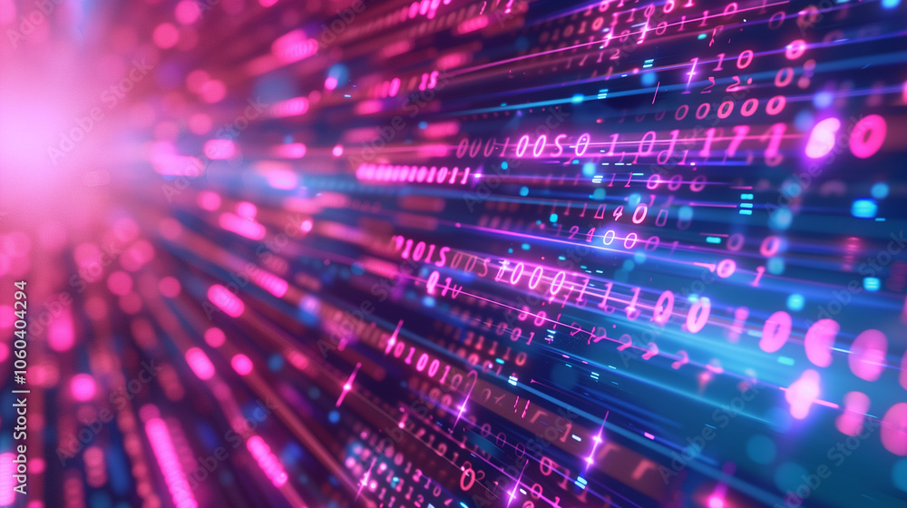 Sleek virtual display with neon pink and purple data streams, layered computer code, and shifting light patterns for a high-energy digital vibe. tech background wallpaper Sleek virtual display with neon pink and purple data streams, layered computer code, and shifting light patterns for a high-energy digital vibe. tech background wallpaper